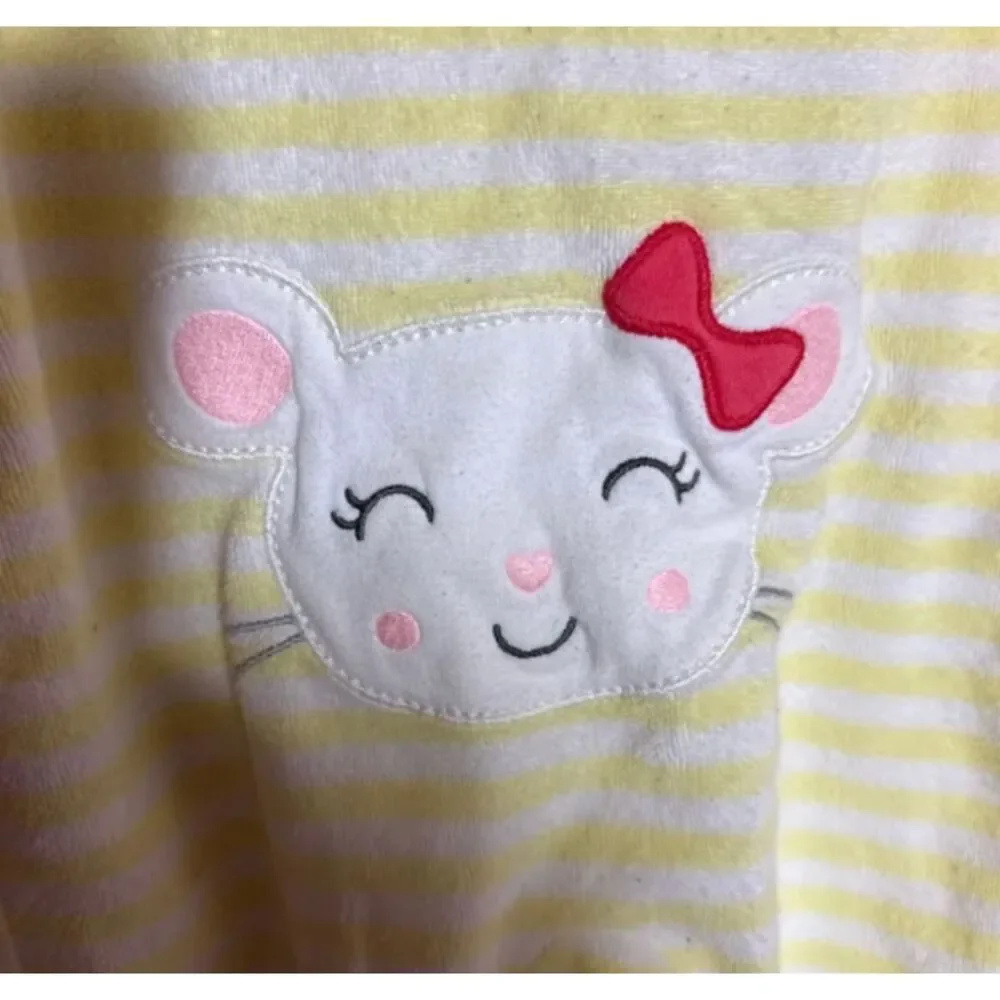 3m Carter’s Yellow White Striped Mouse Terrycloth Zip Outfit 1075